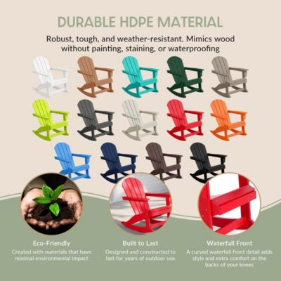 3 Piece set Outdoor Patio Poly Adirondack rocking chairs with side table