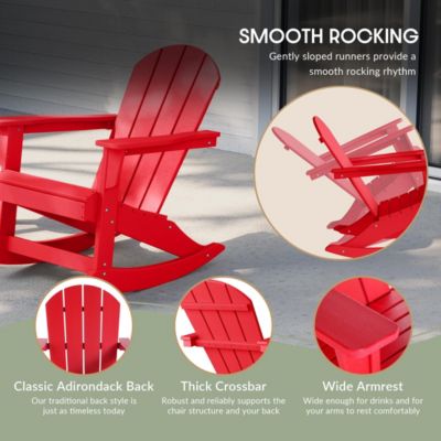 3 Piece set Outdoor Patio Poly Adirondack rocking chairs with side table