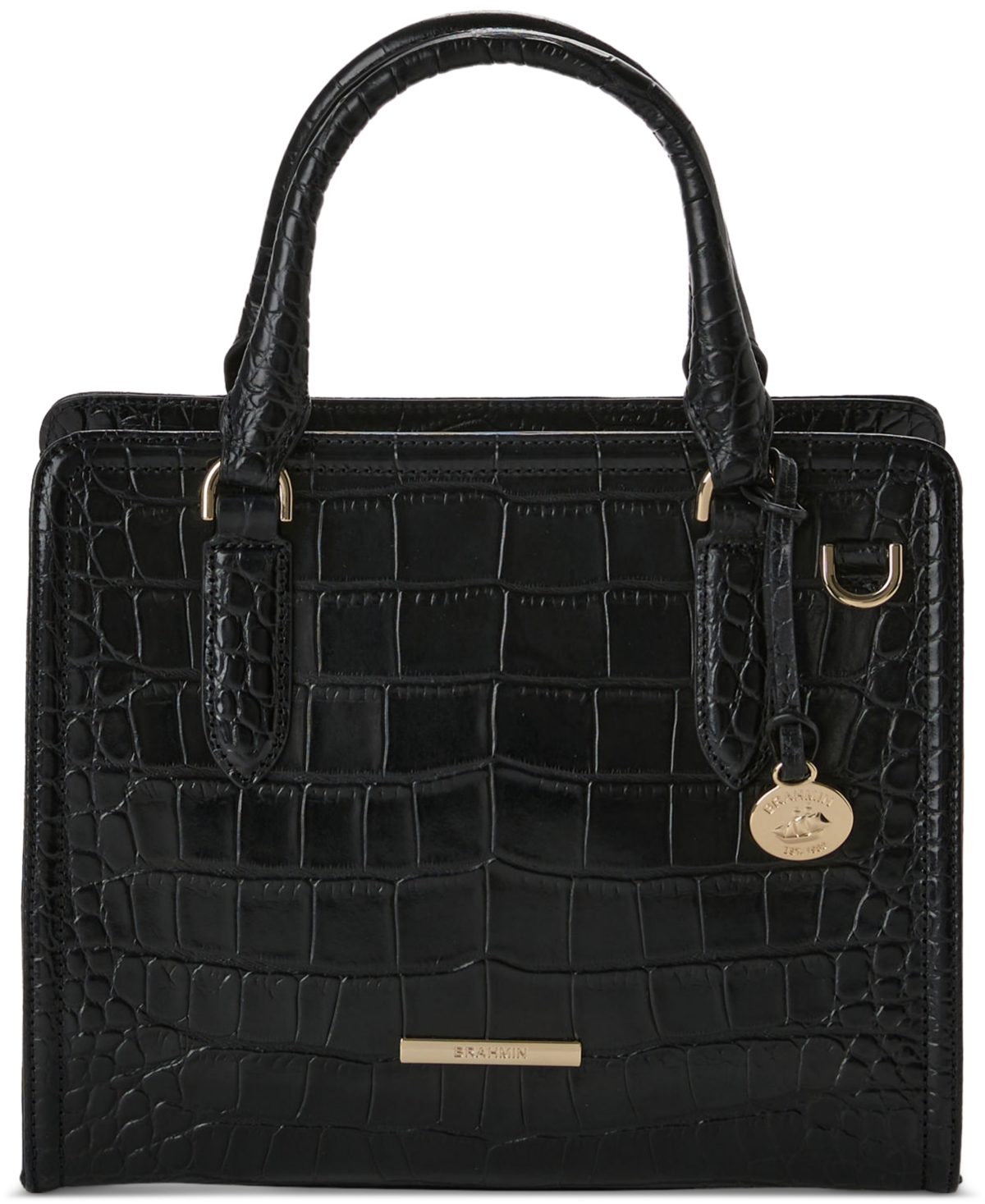 Brahmin Cami Small Leather Satchel In Black