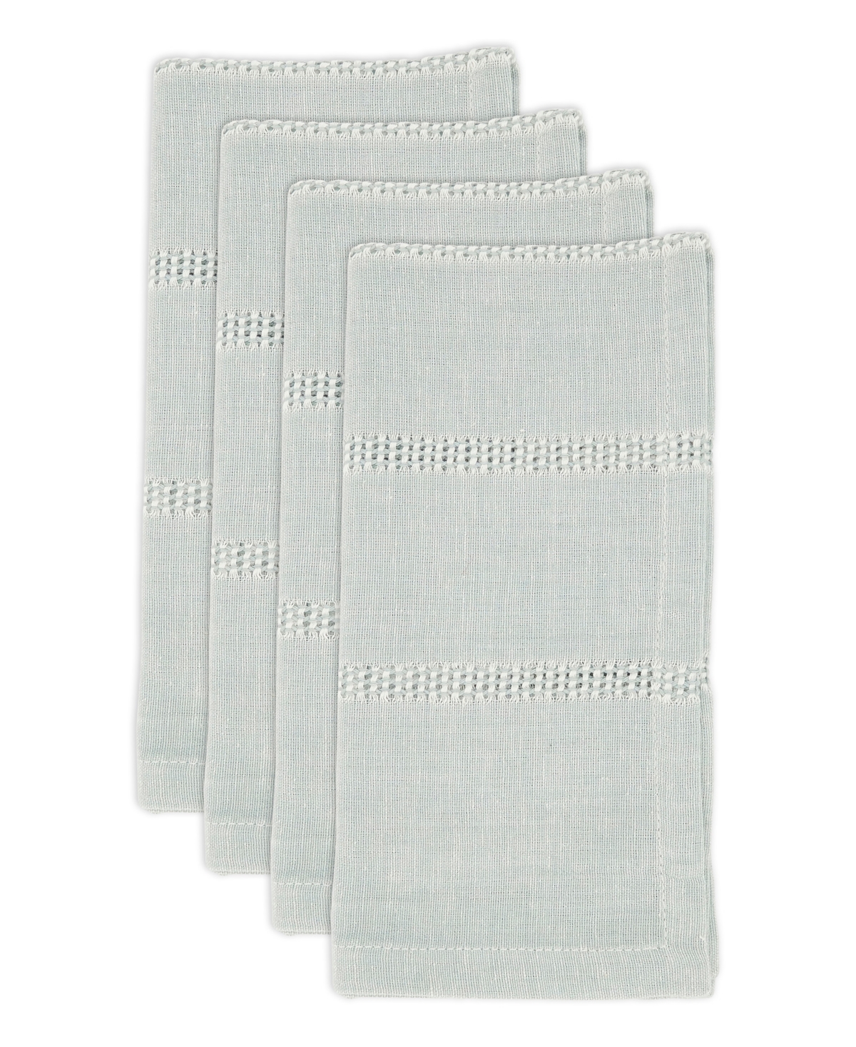 Saro Lifestyle Leno Stripe Elegance Napkin Set Of 4, 20"x20" In Blue-grey