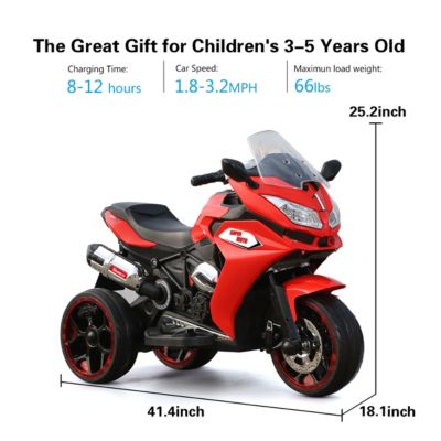 12V Kids Electric Motorcycle with Three Lighting Wheels