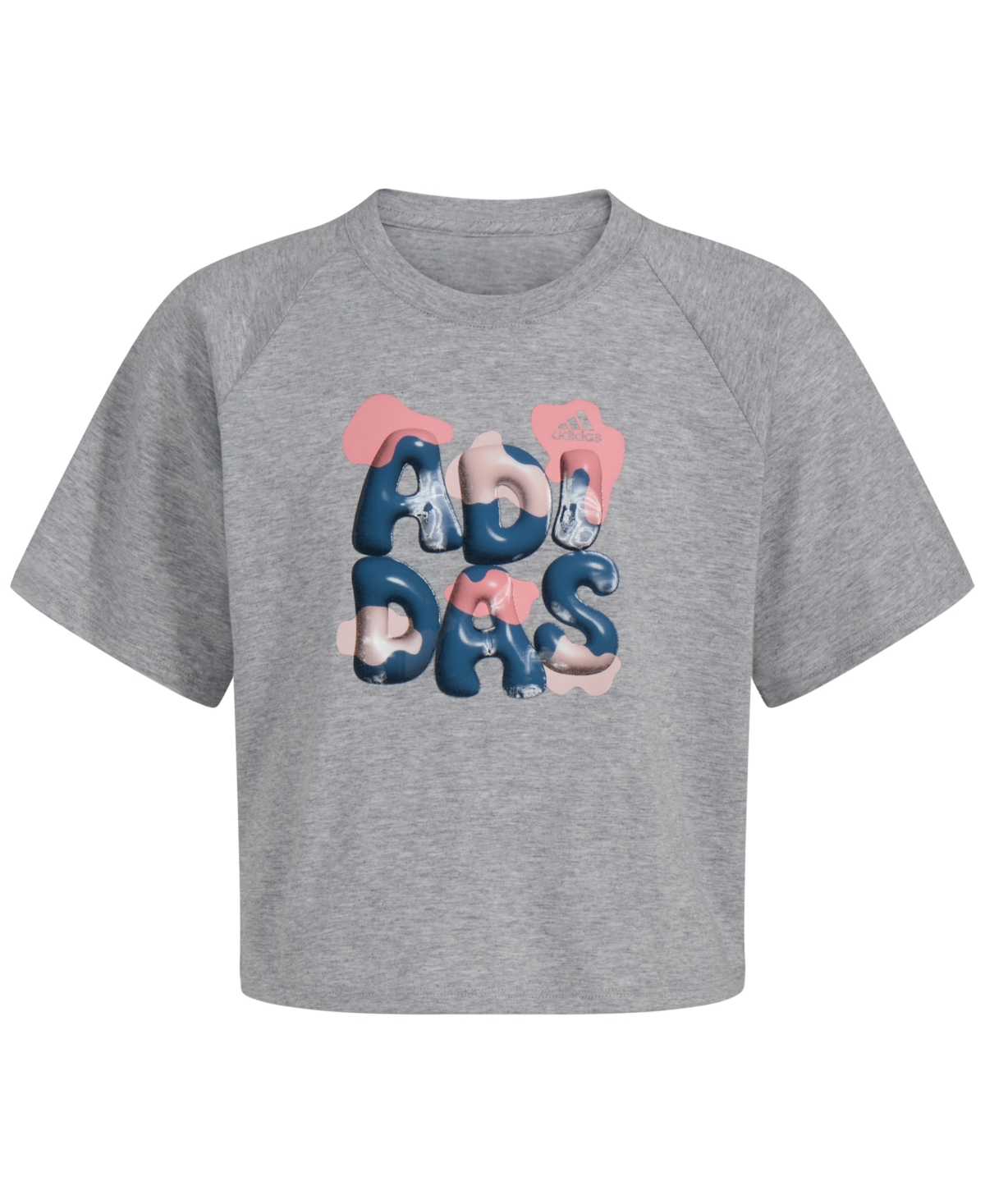 adidas Big Girls Short-Sleeve Waist-Length Raglan Heather T-Shirt - Multi