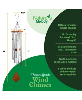 Premiere Grande Wind Chimes - 6-Tube E Pentatonic Scale Outdoor Wind chime