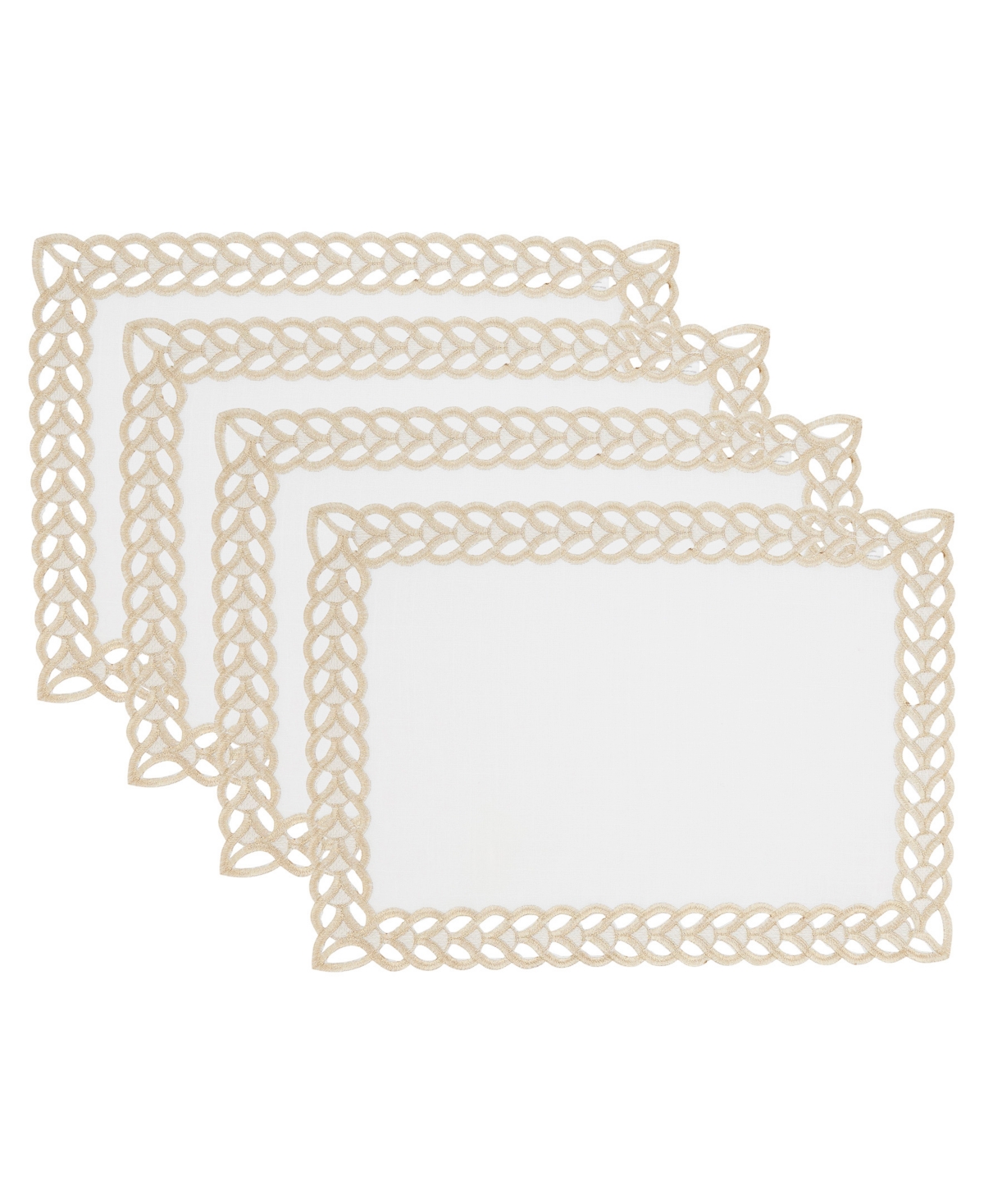 Saro Lifestyle Braided Bliss Border Placemat Set Of 4,14"x20" In Gold