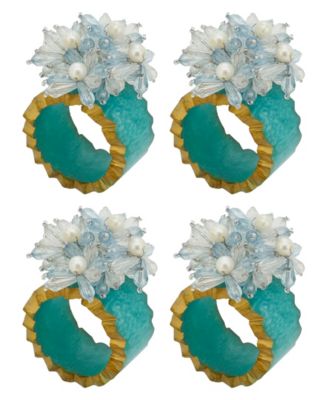 Beaded Petal Delight Resin Napkin Ring Set of 4,