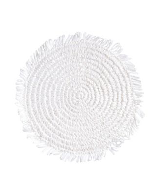 Rustic Raffia Fringe Placemat Set of 4, 14"x14"