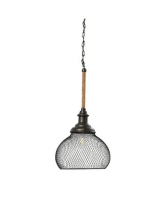 Martha - Woven Metal and Natural Rope Ceiling Light Black