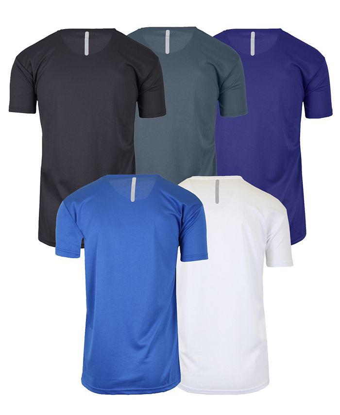5 Pack Workout Mens T Shirts - Black Gym Quick Dry Short Sleeve Moisture Wick - View #12