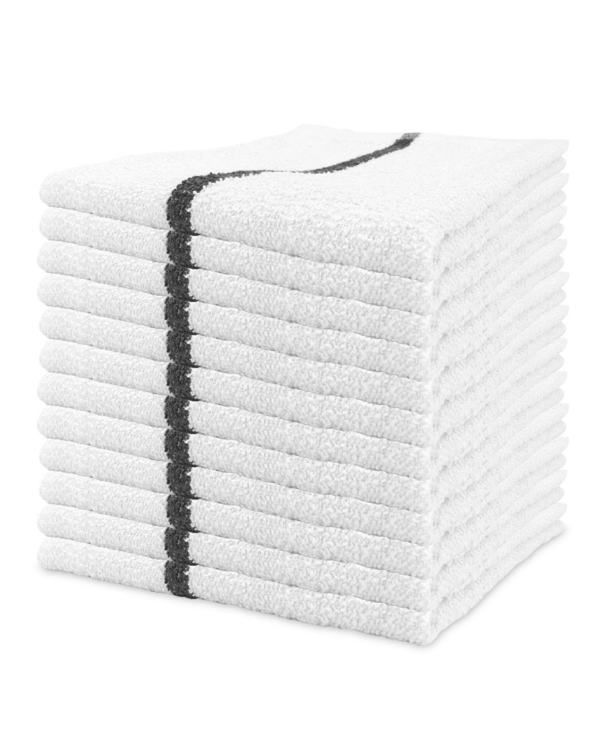 Arkwright Qwick Wick Bar Mop Towels (12 Pack), Cotton, 16x19 in., Multipurpose Terry Cleanup Towels, Striped Color Options - Red