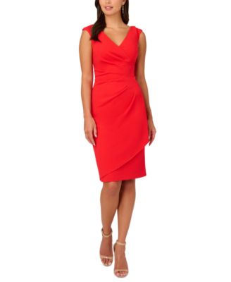 Adrianna Papell Women s V Neck Draped Overlay Dress Macy s