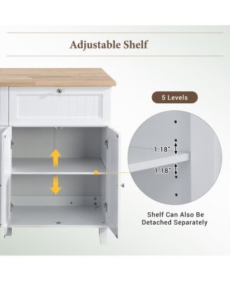 Farmhouse Kitchen Island Set with Drop Leaf and Seating