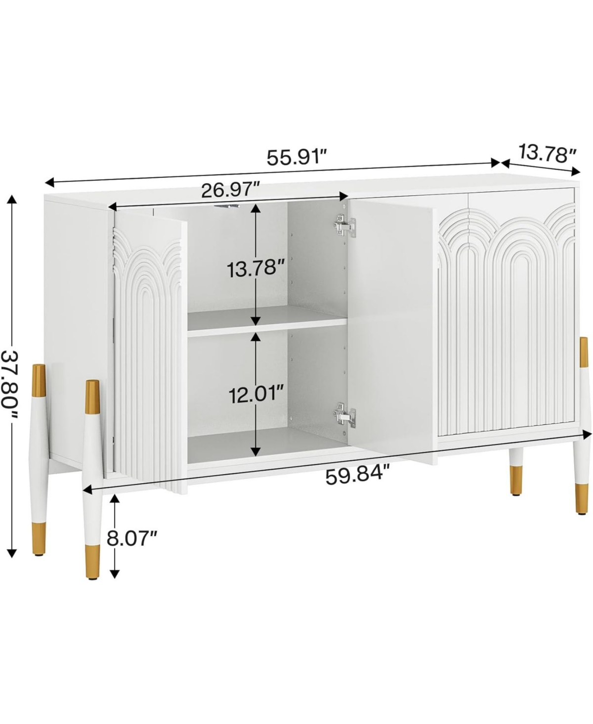 Tribesigns Sideboard Buffet Cabinet with Storage, 59" Modern Kitchen Storage Cabinet with 4 Doors & Shelves, Accent Console Television Table for Livin