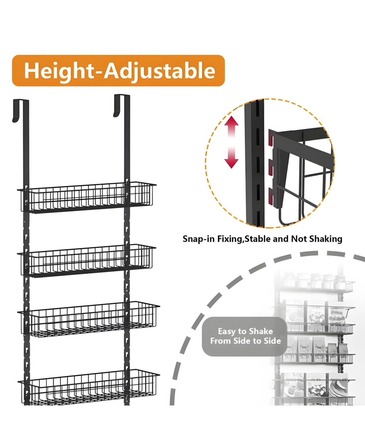 Sugift Over the Door Pantry Organizer with 6 Tier Adjustable Shelves