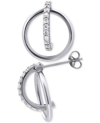 Cubic Zirconia Orbital Hoop Earrings in Sterling Silver & 18k Gold-Plate, Created for Macy's