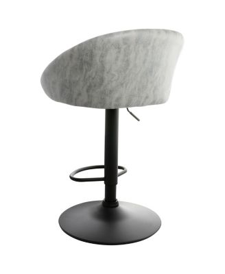 2 Piece Cloth Adjustable Bar Stool Set in Gray with Black Base