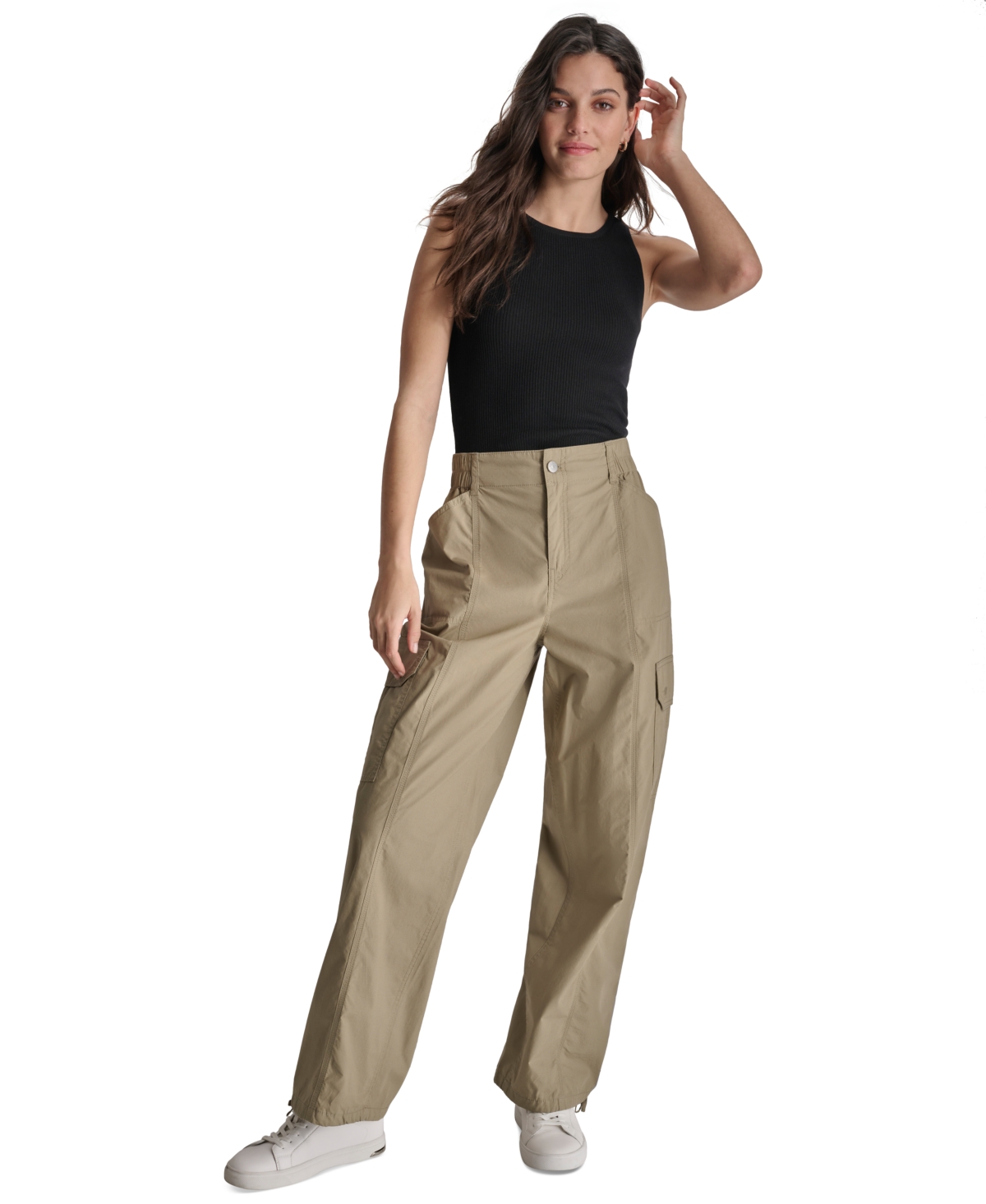Dkny Jeans Women's Straight-Leg High-Waist Adjustable-Cuff Cargo Pants - Gi6 - Lght Fatigue