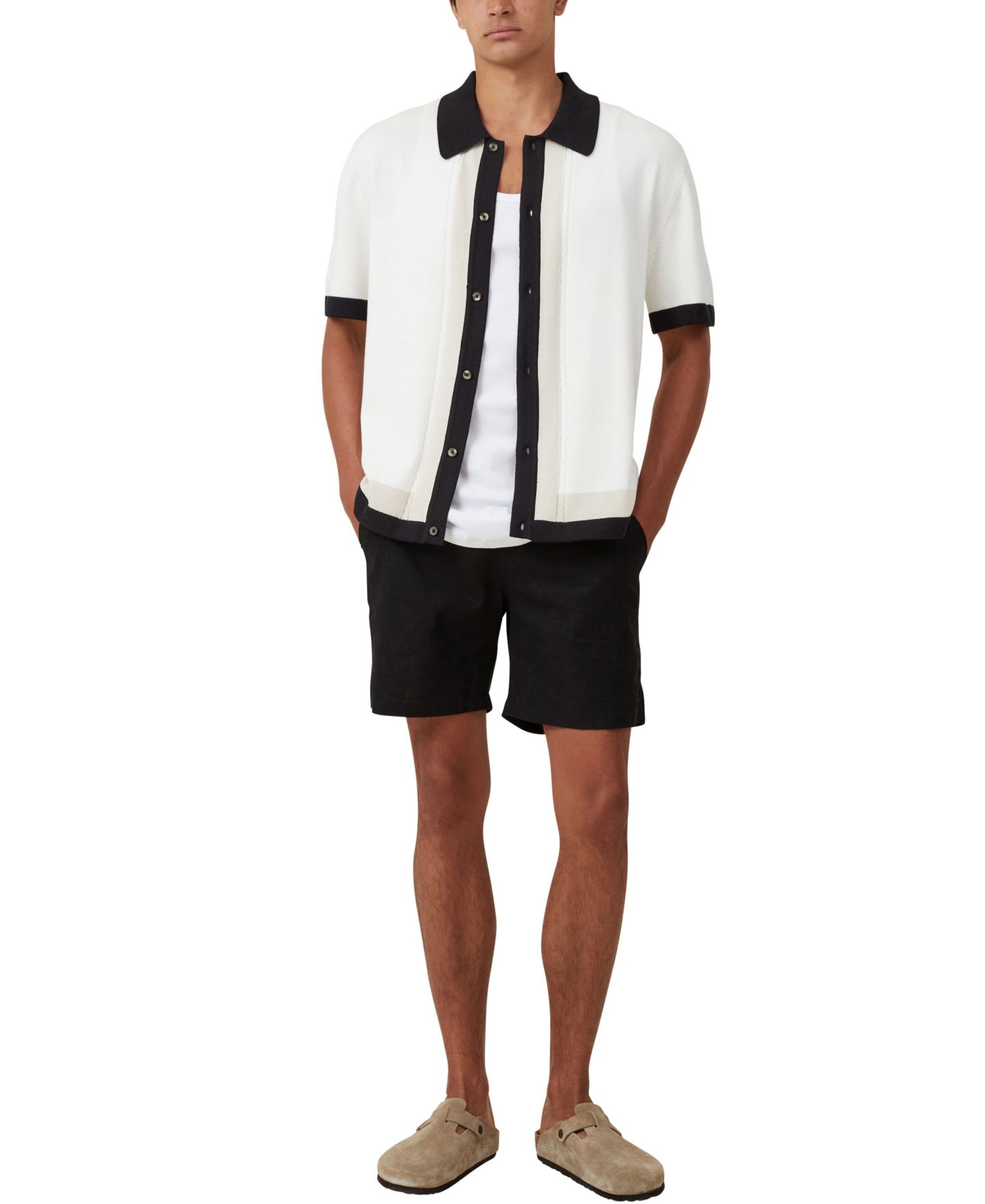 Мужская рубашка Cotton On Pablo Short Sleeve, цвет: Молочный белый — фото 4