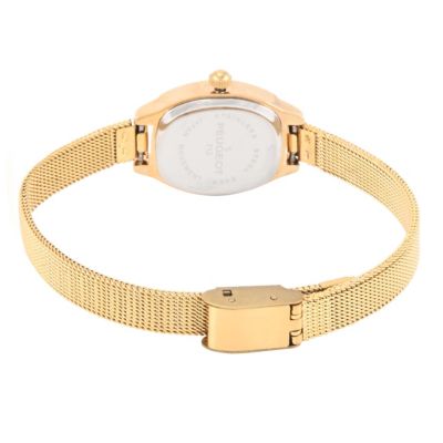 Women's White Dial Sun Moon Watch 30x20mm Mesh Bracelet