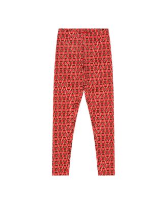 Girls Ruffle Hem Tiered Tunic and Legging Set - Red Multicolor