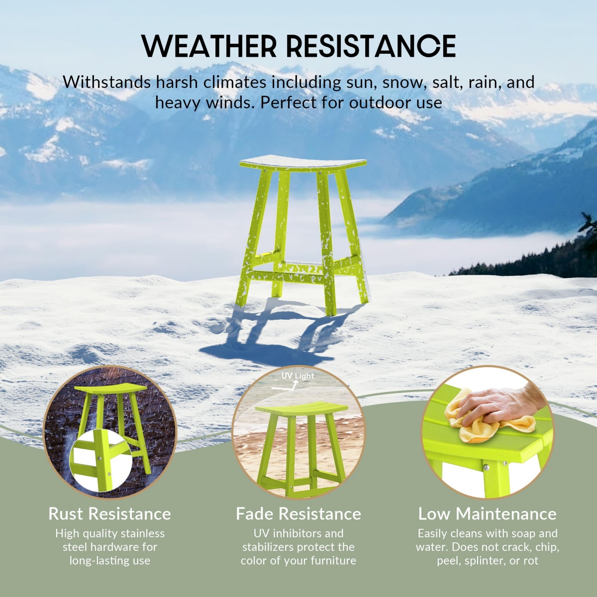 WestinTrends Outdoor Patio Adirondack Counter Height Stool Chair Set of 2