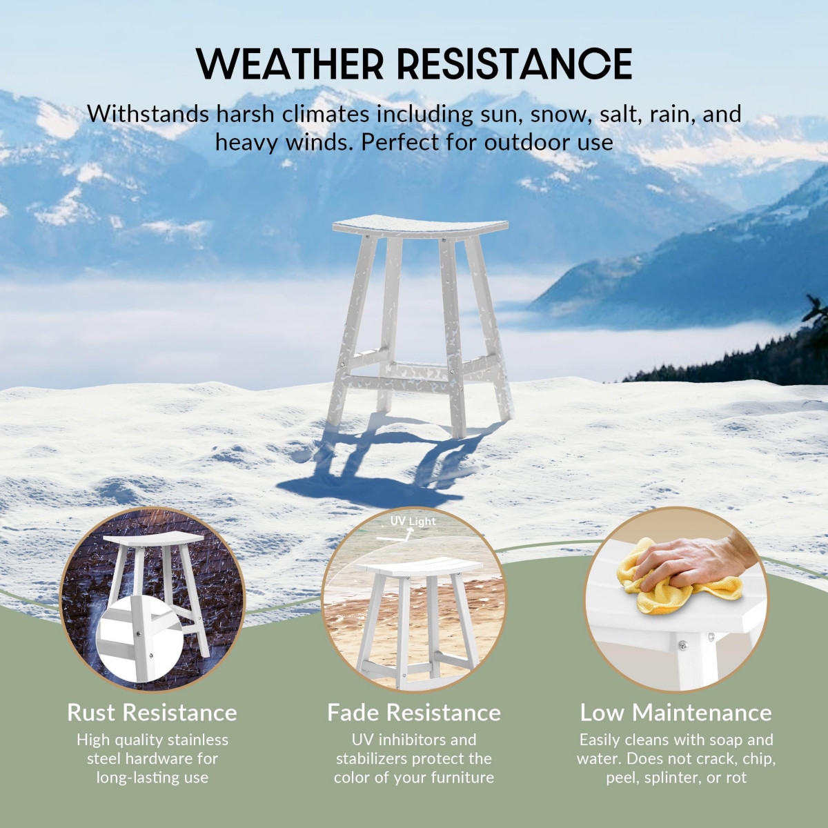 Outdoor Patio Adirondack Counter Height Stool Chair Set of 2