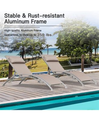 Khaki Outdoor Chaise Lounge Set - 2 Chairs