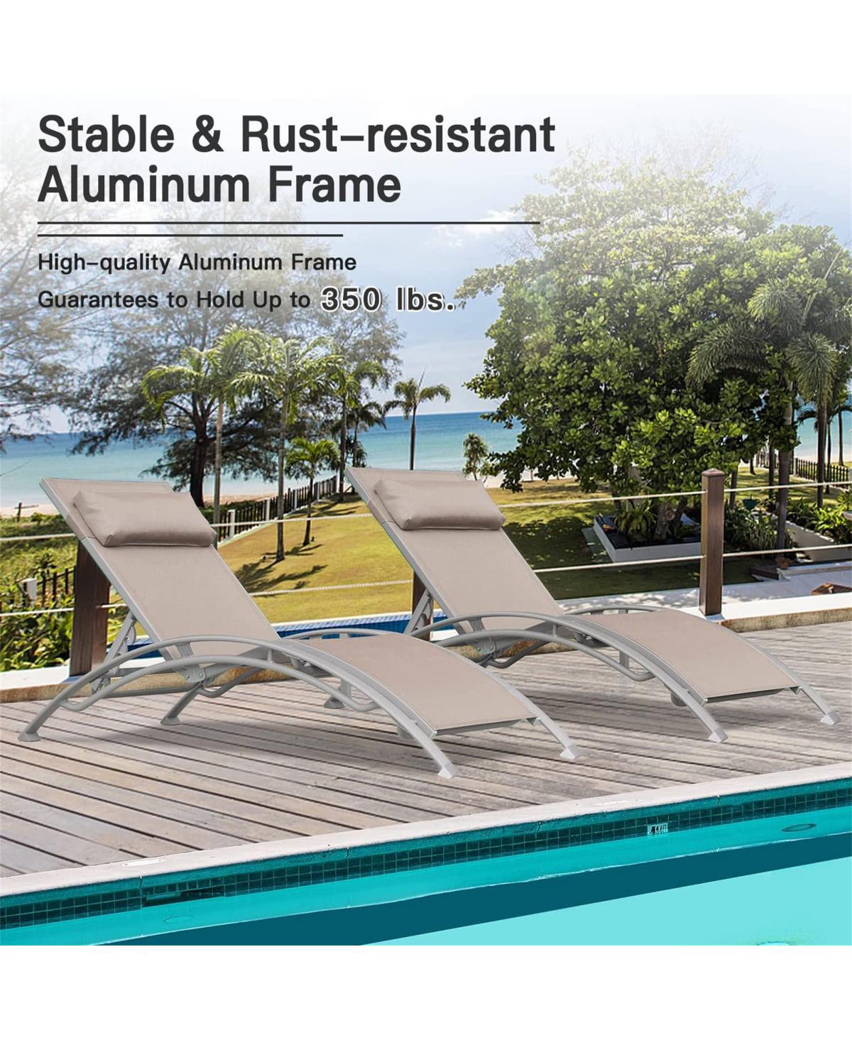 Simplie Fun Khaki Outdoor Chaise Lounge Set - 2 Chairs