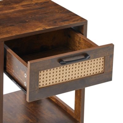  Rattan End Table with Drawer