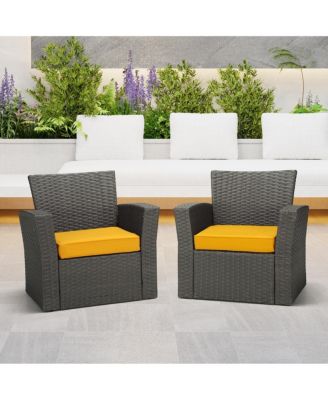 Outdoor Patio Furniture Seat Chair Square Cushions with Piping. Set of 2, 20" x 19"