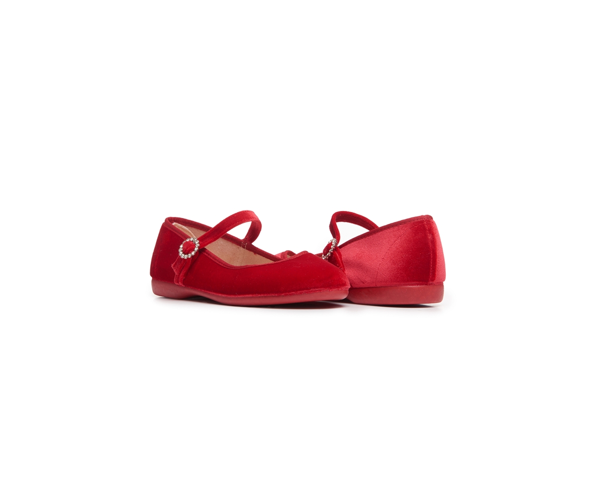 Childrenchic Girls Holiday Velvet Mary Janes - Red