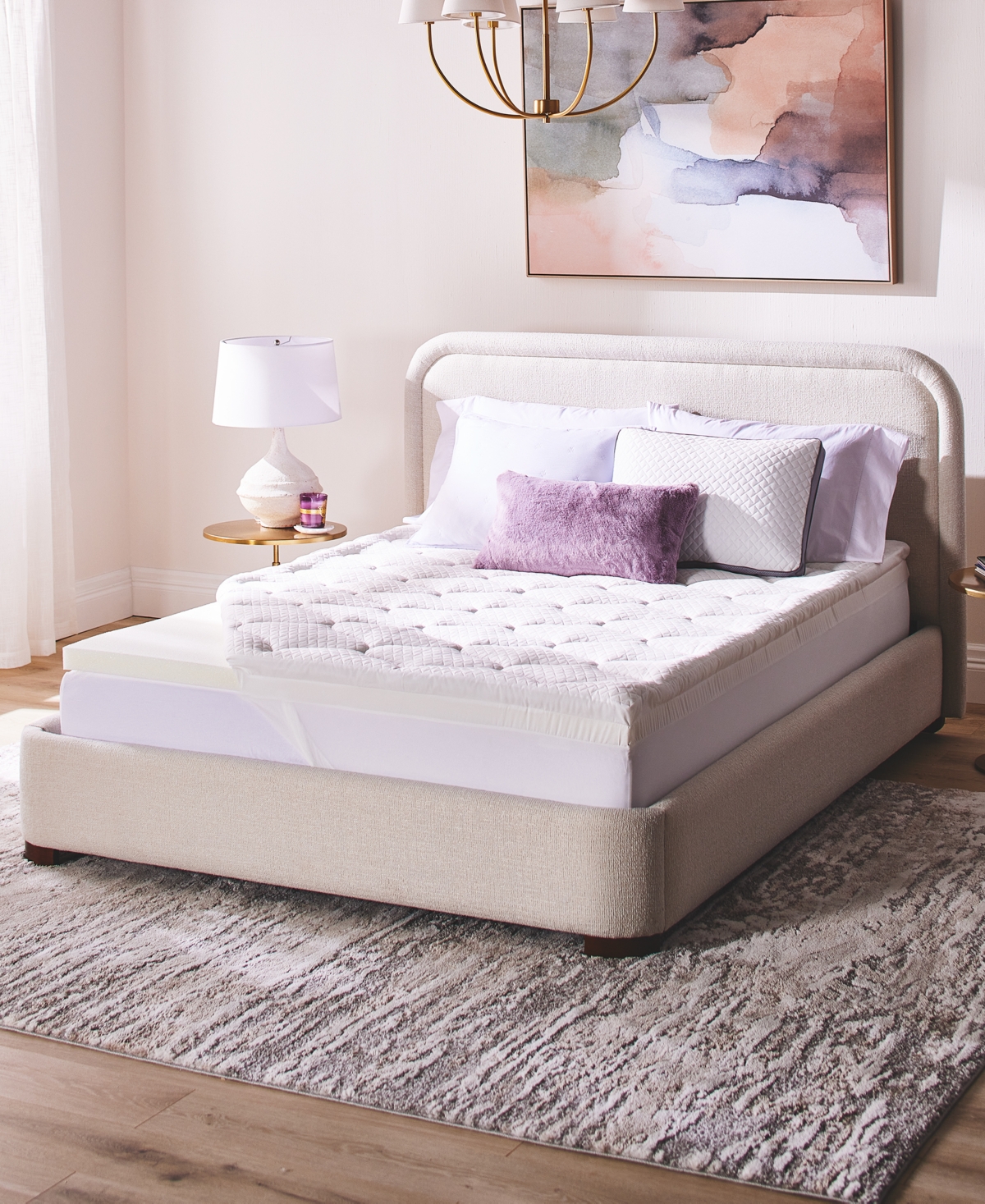 SERTA 4-INCH LAYERED LUXURY MEMORY FOAM MATTRESS TOPPER, FULL 