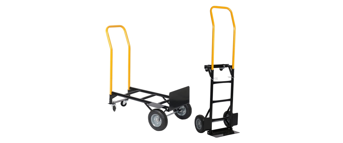 Streamdale Furniture Hand Truck Dual Purpose 2 Wheel Dolly Cart And 4 Wheel Push Cart With Swivel Wheels 330 Lbs