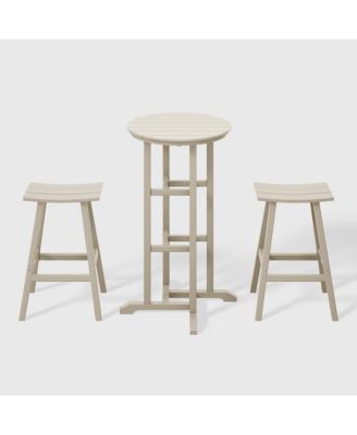 Outdoor Patio Bar Height Table and Bar Stool 3-Piece Dining Set