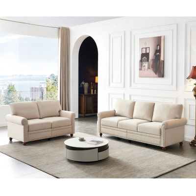  Linen Fabric Upholstered With Storage Sofa 2+3 Sectional