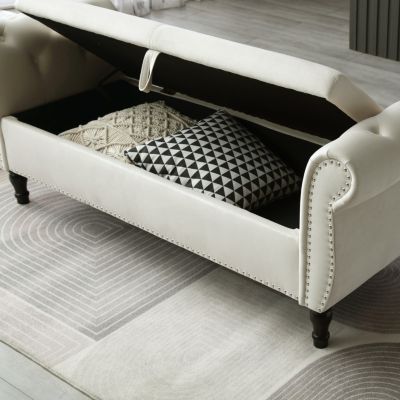 63" Velvet Multi-Use Tufted Sofa Stool