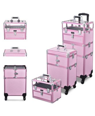 2in1 Nail Polish Organizer Rolling Makeup Train Case Manicure Storage