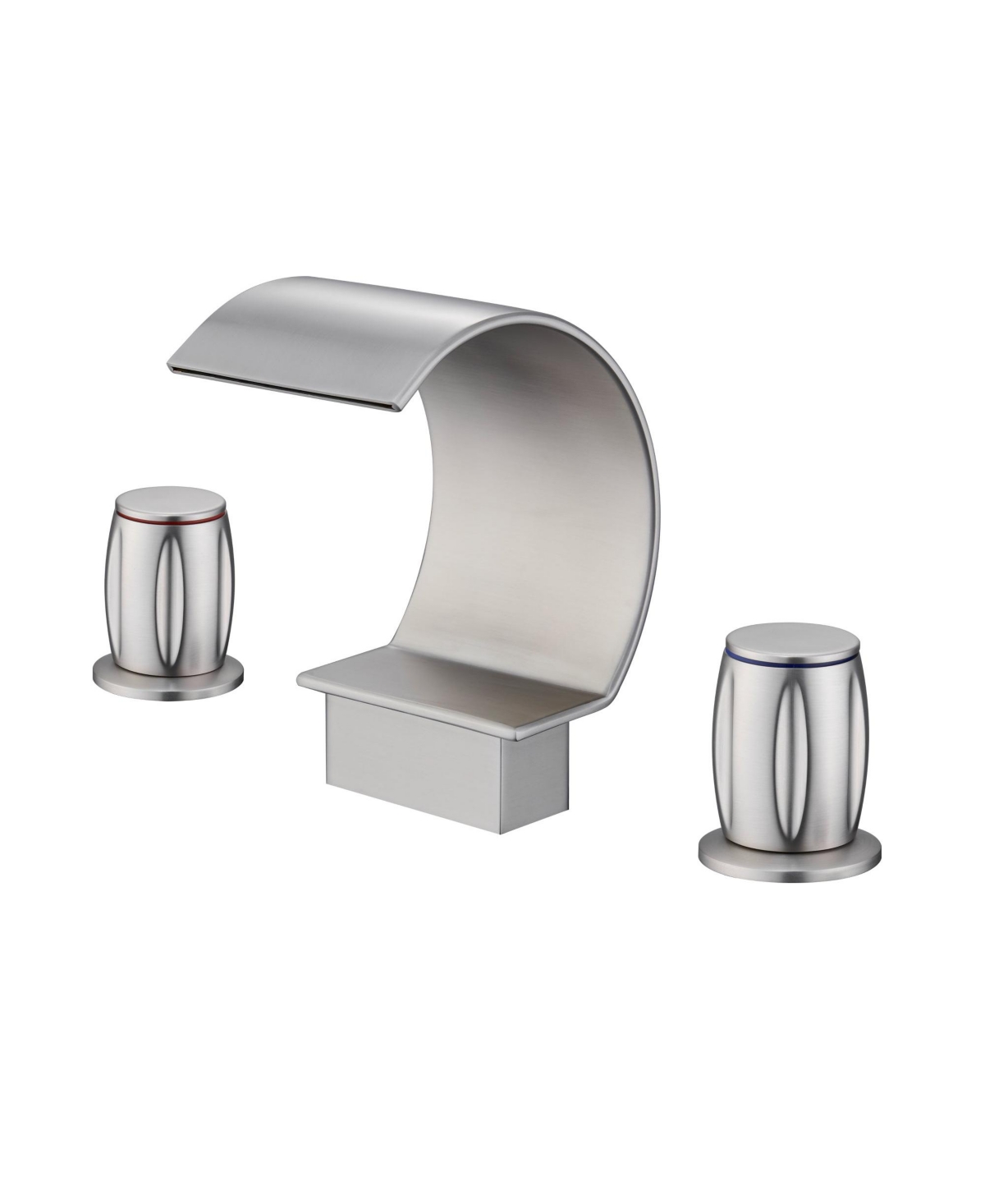 Mondawe Luxury C-Shape Arc Waterfall Spout 2-Handle inch Widespread Bathroom Sink Faucet With Pop-up Drain