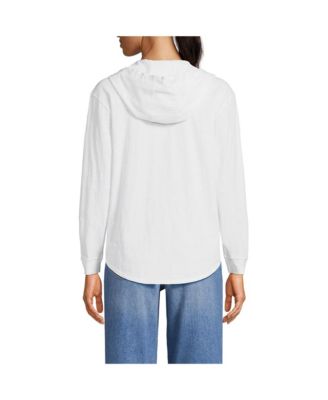 Women's Long Sleeve Slub Hooded Popover
