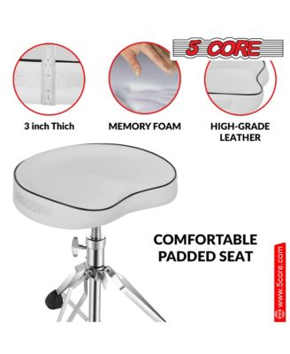 Drum Throne Padded Guitar Stool Swivel Height Adjustable Ergonomic Music Chair For Adults And Kids w Anti Slip Rubber Feet - DS CH WH SDL HD