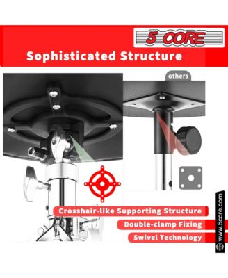 Drum Throne Padded Guitar Stool Swivel Height Adjustable Ergonomic Music Chair For Adults And Kids w Anti Slip Rubber Feet - DS CH WH SDL HD