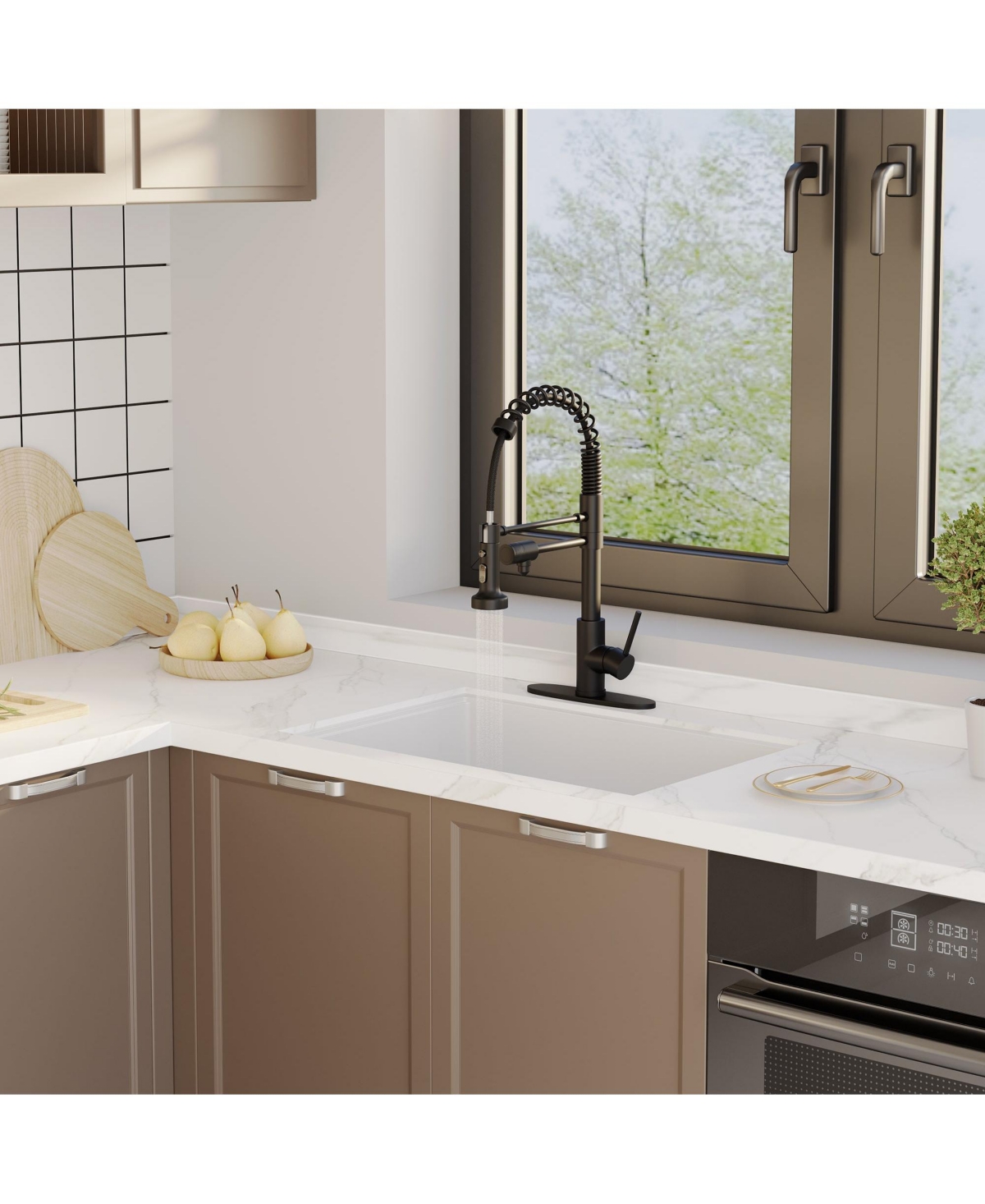 Mondawe Faucet with Water Purification Spout Single Handle Pre-rinse Kitchen Faucet with Pull Down Sprayer