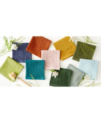 Basic Terry Collection Solid Windowpane Dishcloth Set, 12x12", Avocado, 6 Count