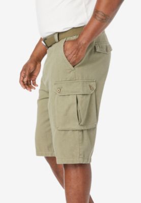 Big & Tall 12" Side Elastic Cargo Short With Twill Belt