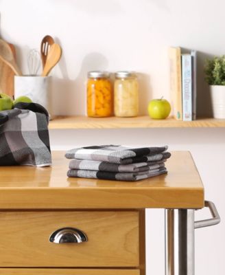 Tri-Color Check Collection Kitchen, Dishcloth Set, Black, 4 Piece