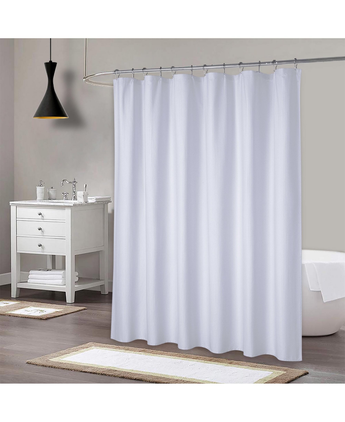 Caromio Soft Embossed Seersucker Microfiber Fabric Shower Curtain or Liner, 72