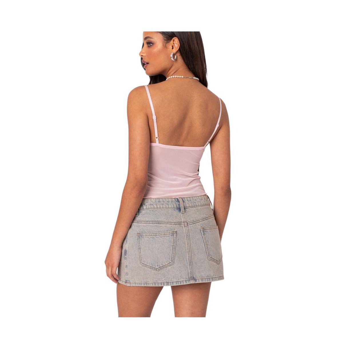 Edikted Women's Serafina Sheer Mesh Tank Top