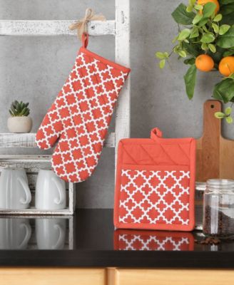 Lattice Basics Collection Kitchen Essentials, Oven Mitt Potholder Set, Spice, 2, Piece