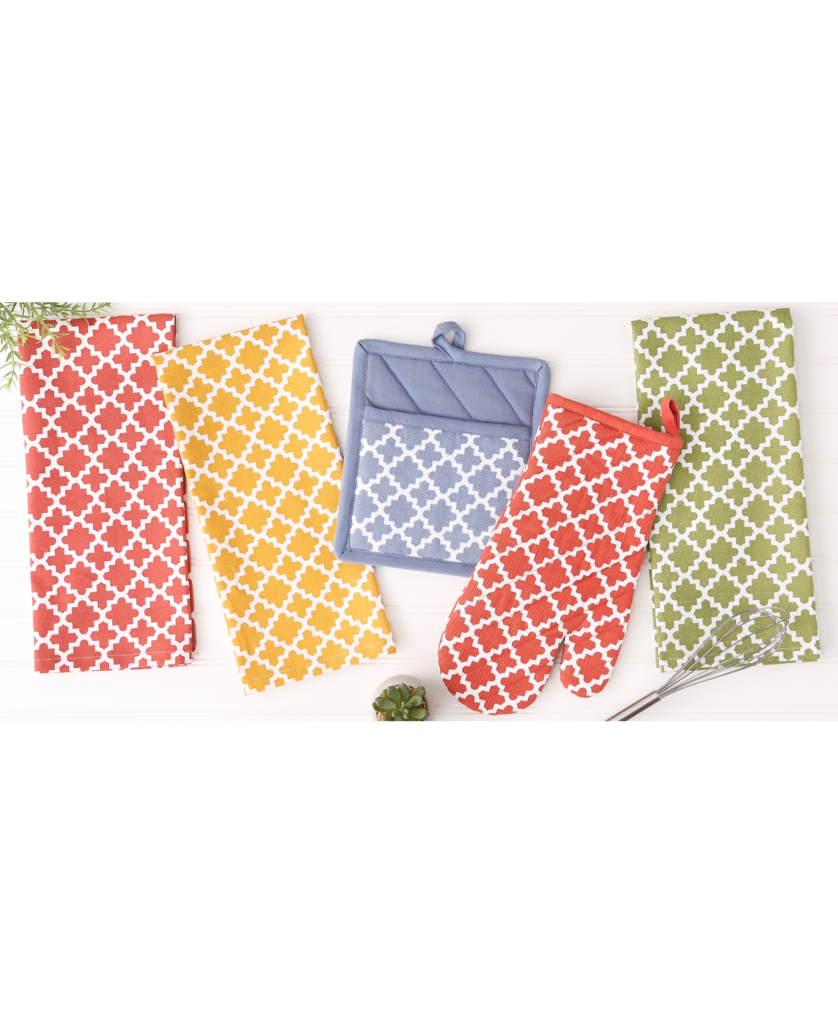 Design Imports Lattice Basics Collection Kitchen Essentials, Oven Mitt Potholder Set, Antique Green, 2, Piece In Antique Green