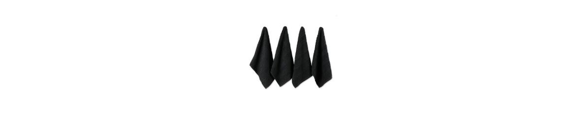 Luxury Bar Mop Collection Chevron Dishtowel Set, 16x19", Black, 4 Piece - Black