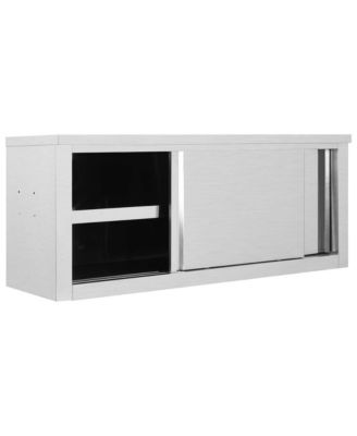 Kitchen Wall Cabinet with Sliding Doors 47.2"x15.7"x19.7" Stainless Steel